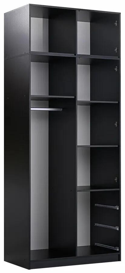 Ντουλάπα Honolulu B106, Σκούρα δρυς, Μαύρο, 245x100x58cm, Πόρτες ντουλάπας: Με μεντεσέδες | Epipla1.gr