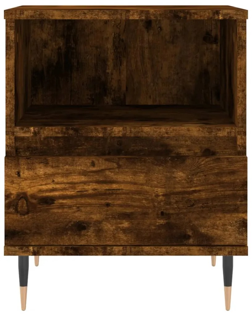 vidaXL Κομοδίνα 2 τεμ. Καπνιστή Δρυς 40 x 35 x 50 εκ. Επεξεργ. Ξύλο