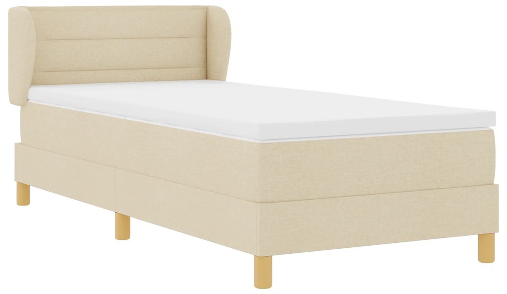vidaXL Κρεβάτι με Στρώμα Κρέμ 100x200 cm Υφάσματος