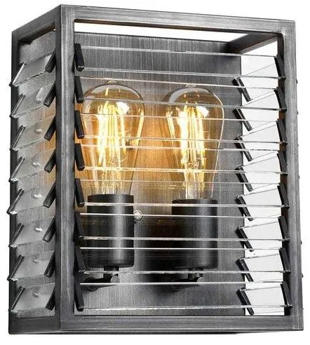 Απλίκα Φωτιστικό Τοίχου 2xE27 60W IP20 Γκρι Louvre LOUVRE-2 Elstead Lighting LOUVRE2 Γκρι