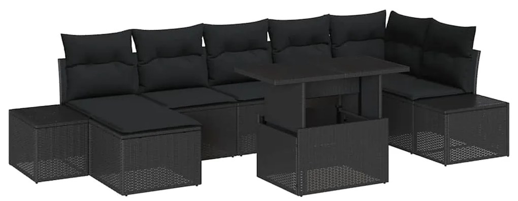 vidaXL Σετ Καναπέ Κήπου με μαξιλάρι 8 pcs Μαύρο