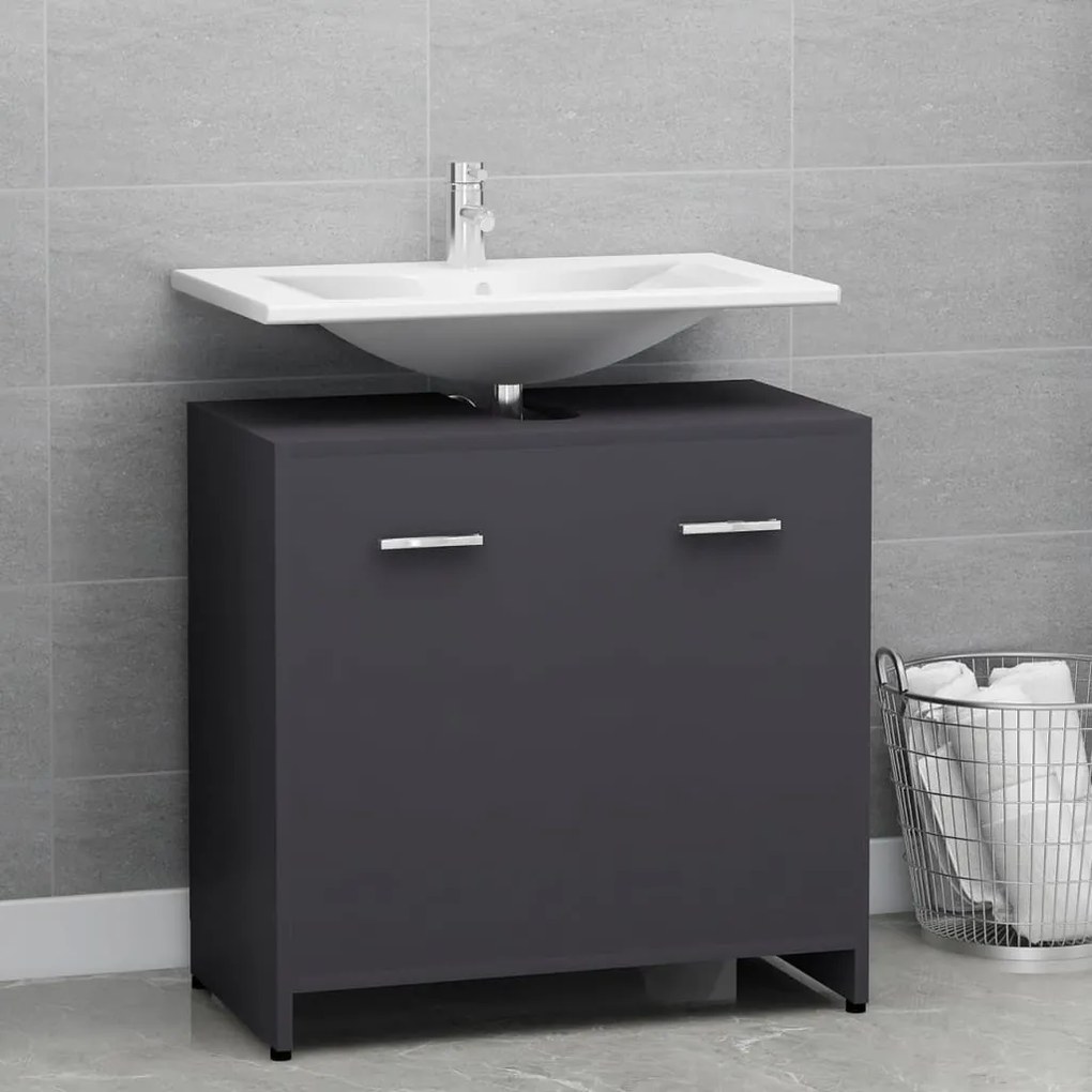 vidaXL Ντουλάπι Νιπτήρα Γκρι 60 x 33 x 61 εκ. από Μοριοσανίδα