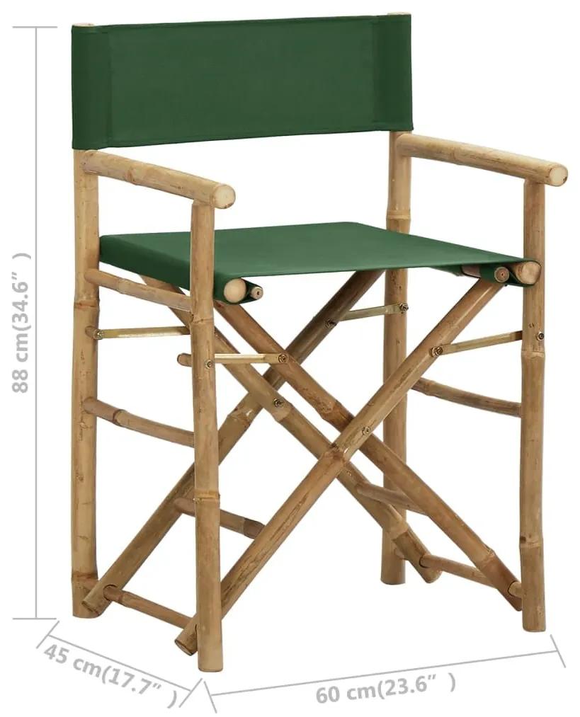 Καρέκλες Σκηνοθέτη Πτυσσόμενες 2 τεμ. Πράσινες Μπαμπού / Ύφασμα - Πράσινο