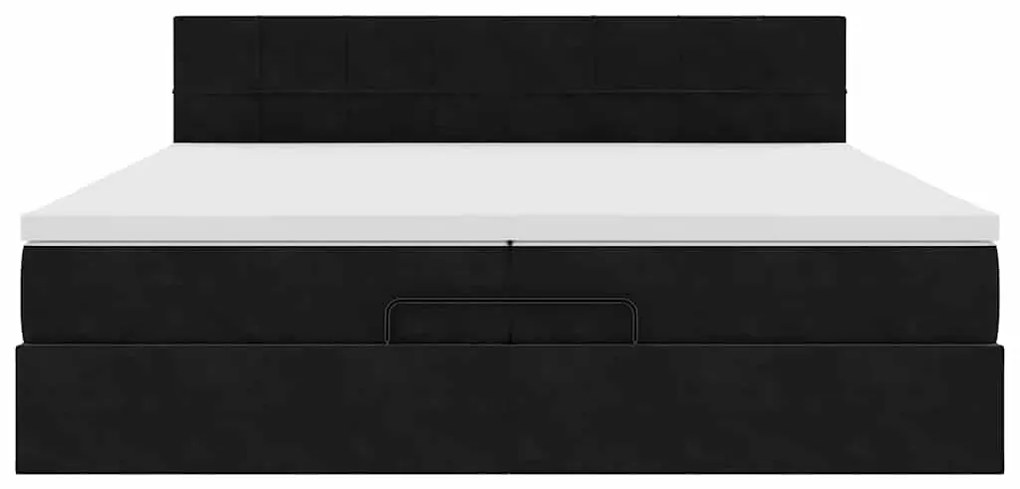 vidaXL Οθωμανικό κρεβάτι με στρώματα & LEDs Μαύρο 200x200cm Velvet