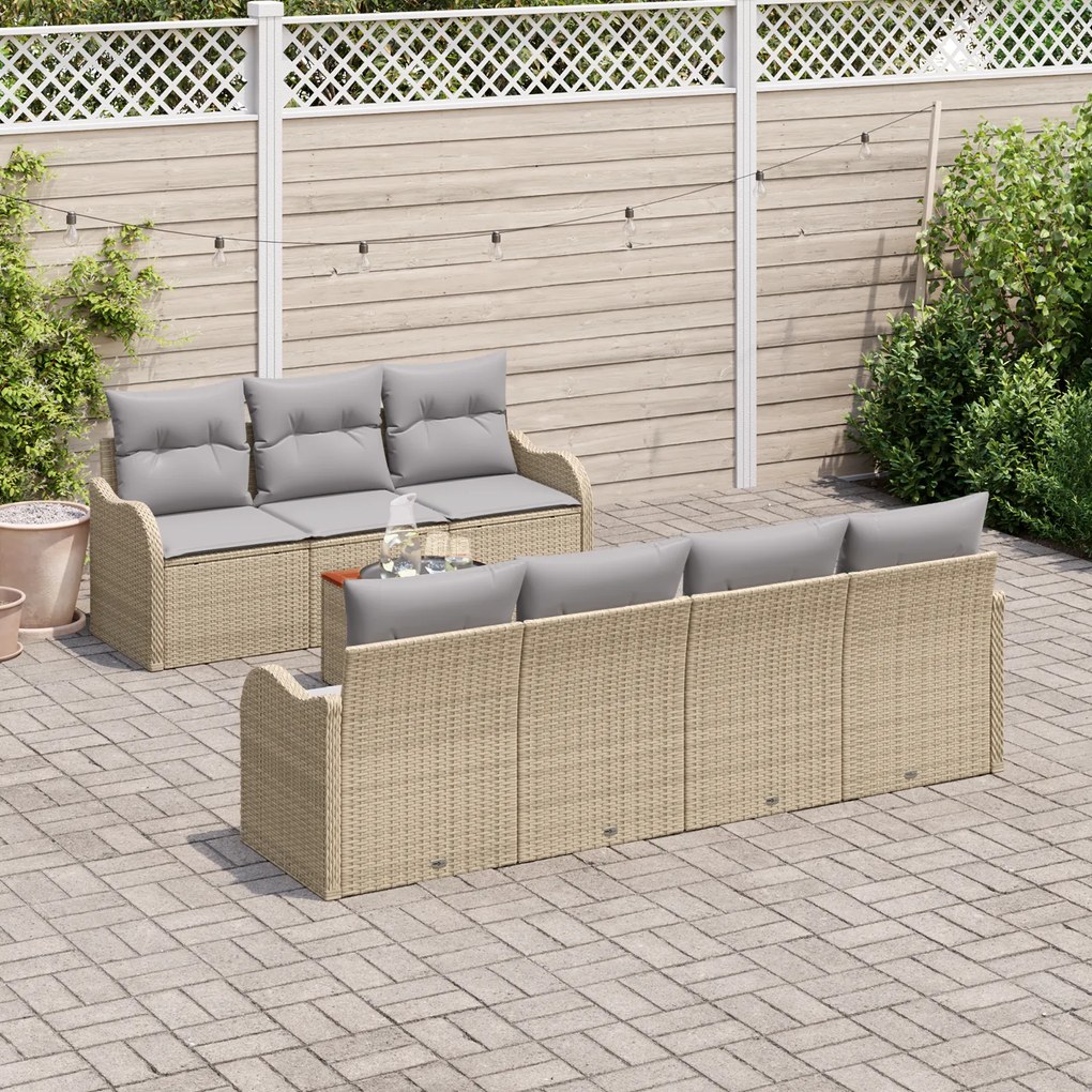 vidaXL Σετ Καναπέ Κήπου 8 pcs Beige, ανοιχτό γκρι Μεγάλο