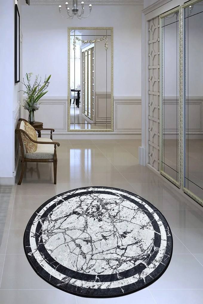 Χαλί Marmor Djt 882CHL2156 White-Black Conceptum Hypnose 100X100cm Round