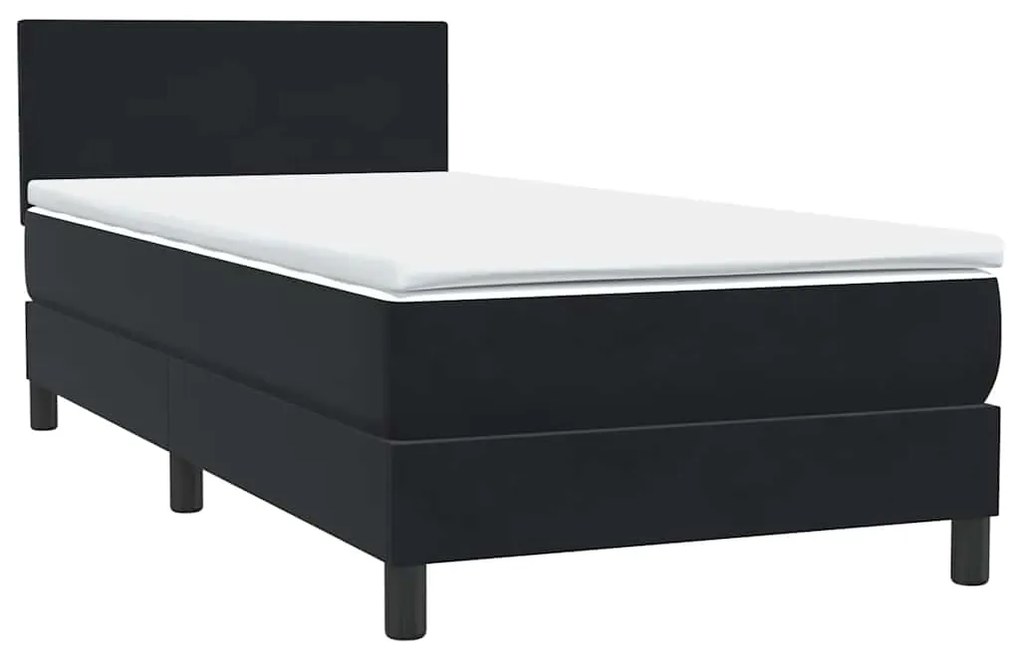 vidaXL Κρεβάτι Boxspring με Στρώμα &amp; LED Μαύρο 90x210 εκ. Βελούδινο
