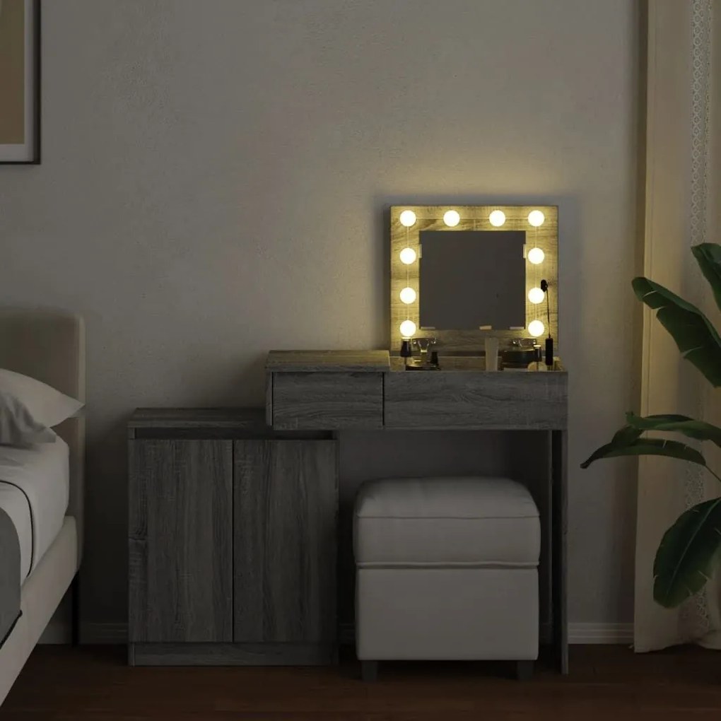 Μπουντουάρ με LED Γκρι Sonoma 115x37x110,5 εκ. - Γκρι