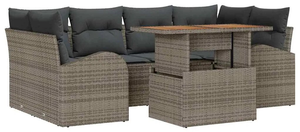 vidaXL Σετ Καναπέ Κήπου με μαξιλάρι 7 pcs Γκρι 100 x 55 x 73 εκ