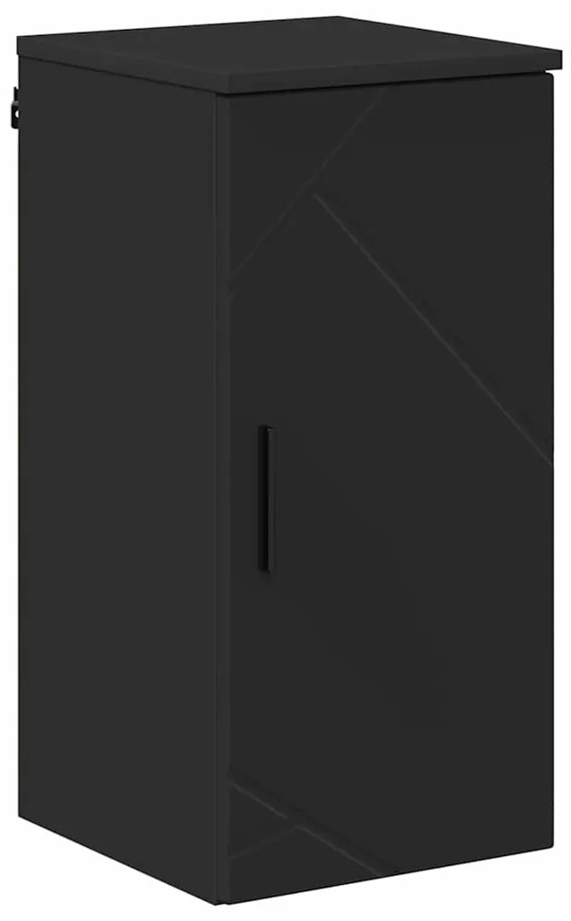 vidaXL Ντουλάπι Μπάνιου Επιτοίχιο με πόρτα Μαύρο 30 x 31,5 x 61 εκ