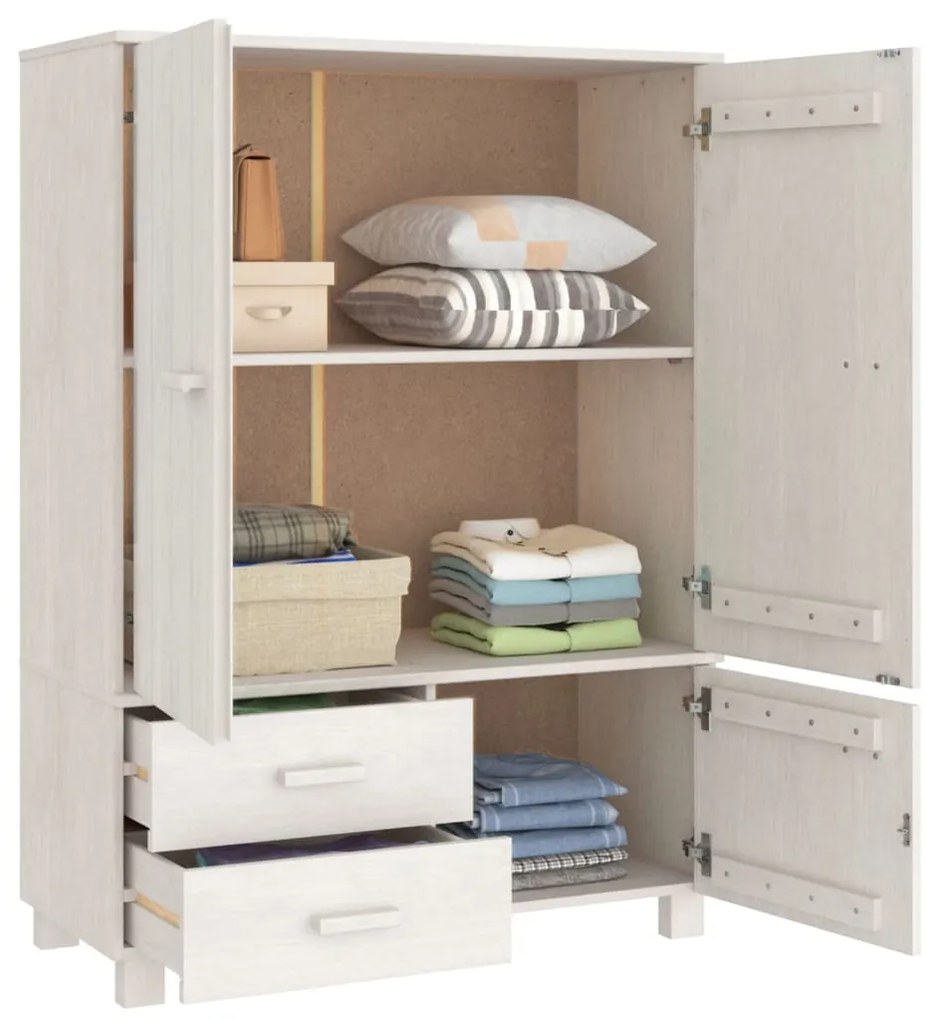 vidaXL Ντουλάπα HAMAR Λευκή 99 x 45 x 137εκ. από Μασίφ Ξύλο Πεύκου