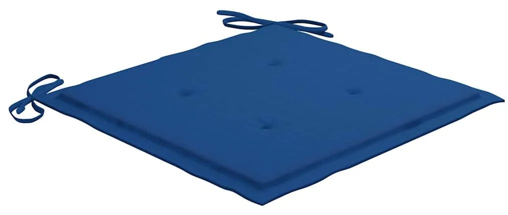 vidaXL Καρέκλες Κήπου 2 τεμ. Μασίφ Ξύλο Teak με Μπλε Ρουά Μαξιλάρια