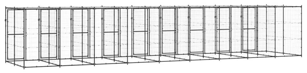 Κλουβί Σκύλου Εξωτ. Χώρου με Στέγαστρο 21,78 μ² από Ατσάλι - Μαύρο