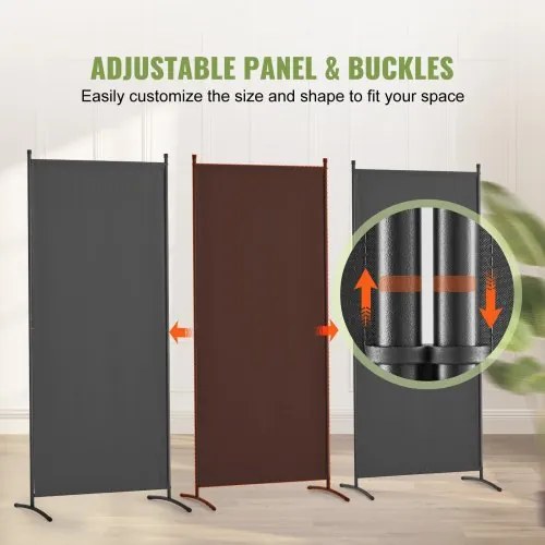 VEVOR Room Divider 3-Panel Folding Privacy Screen Fabric Partition Office Gray