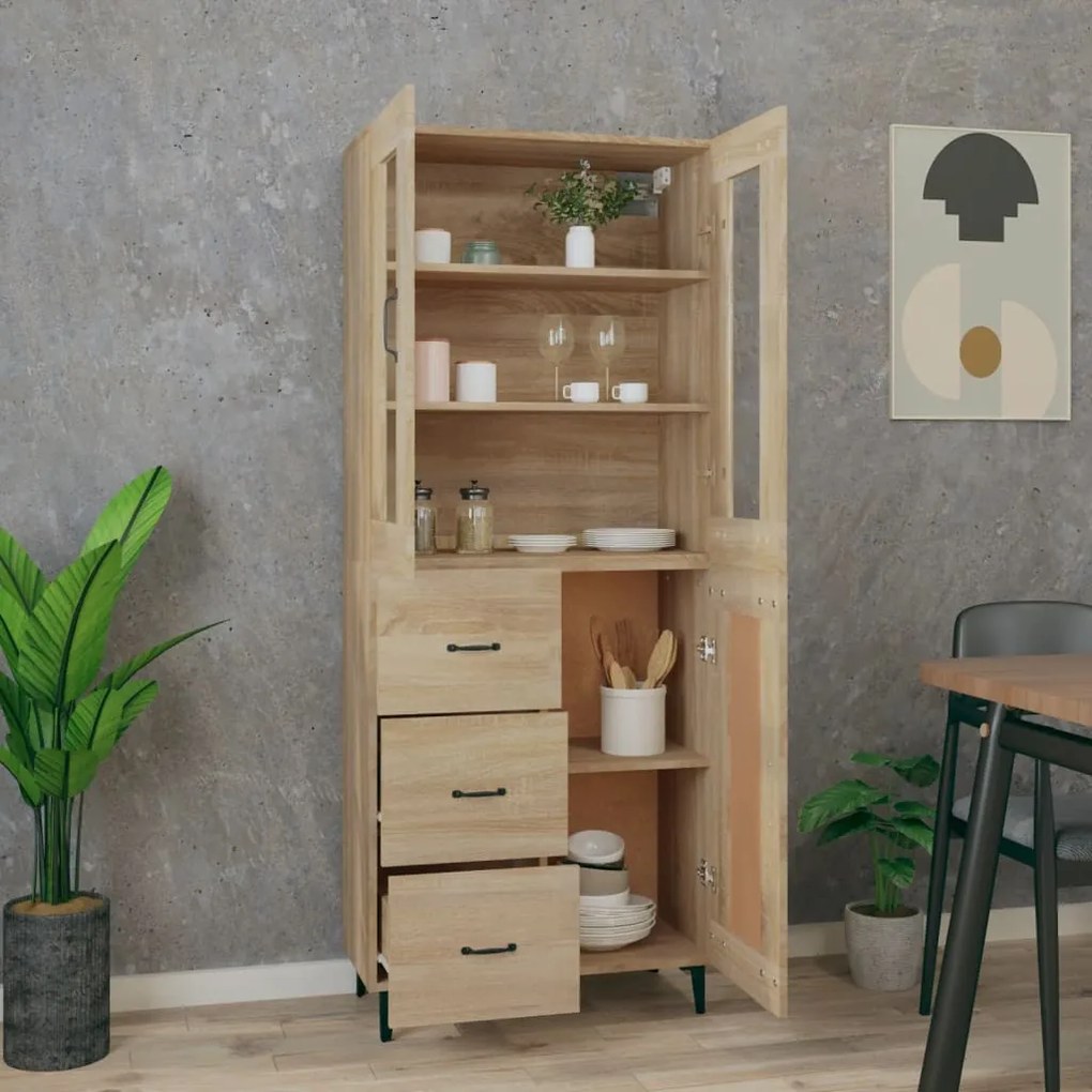 vidaXL Ντουλάπι Sonoma δρυς 69,5 x 34 x 180 εκ. από Επεξεργασμένο Ξύλο
