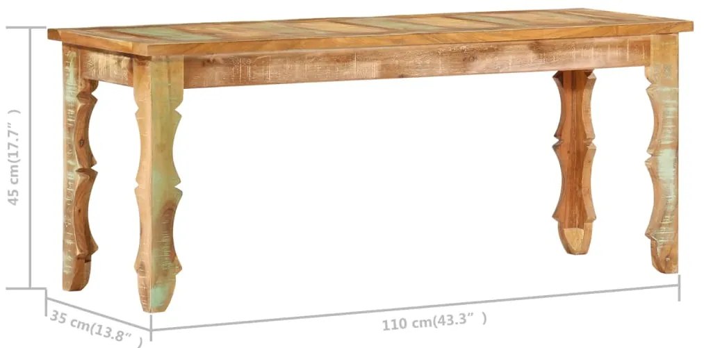 vidaXL Πάγκος 110 x 35 x 45 εκ. από Μασίφ Ανακυκλωμένο Ξύλο