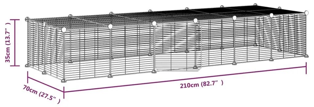 Κλουβί Κατοικίδιων με 28 Πάνελ + Πόρτα Μαύρο 35 x 35εκ Ατσάλινο - Μαύρο