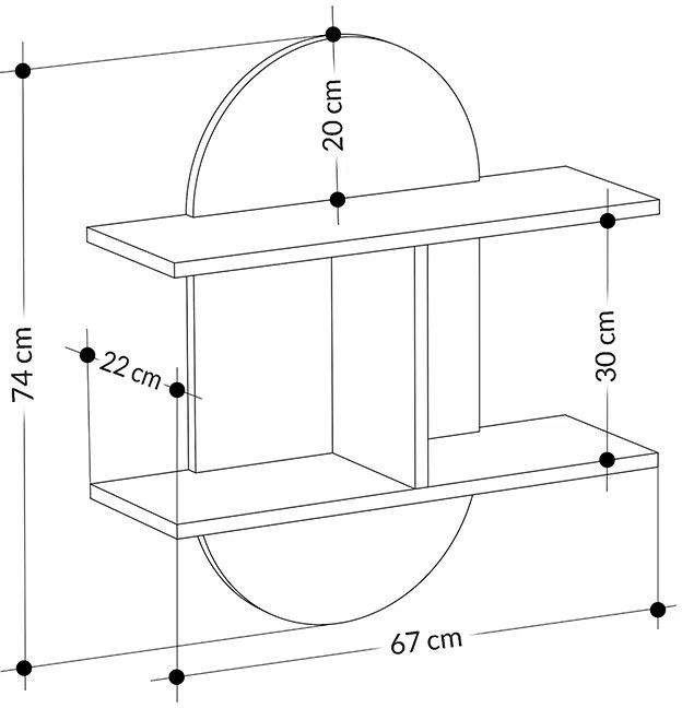 Ραφιέρα τοίχου Lynx pakoworld φυσικό-λευκό 67x22x74εκ - 119-001094