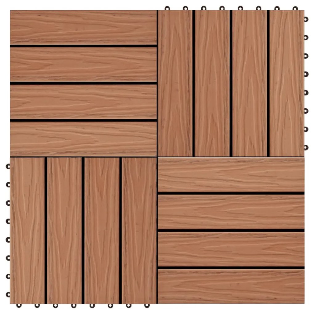 vidaXL Πλακάκια Deck 11 τεμ. Ανάγλυφα Ανοιχτό Καφέ 30x30 εκ. 1 μ² WPC
