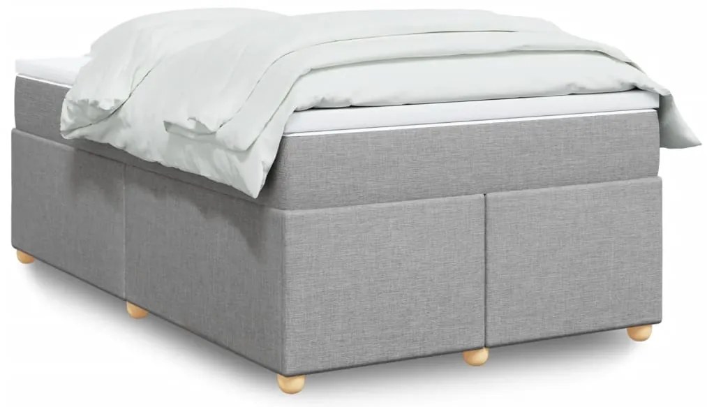 vidaXL Κρεβάτι Boxspring με Στρώμα Ανοιχτό Γκρι 120x200 εκ. Υφασμάτινο