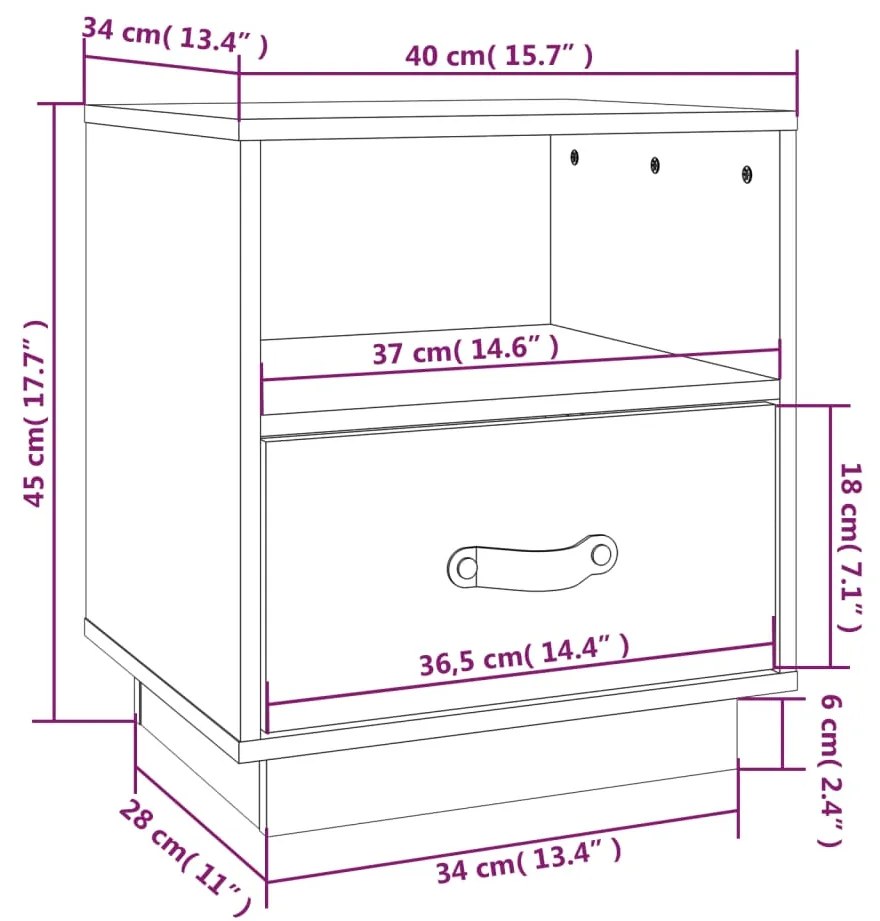 ΚΟΜΟΔΙΝΑ 2 ΤΕΜ. ΛΕΥΚΟ 40X34X45 ΕΚ. ΑΠΟ ΜΑΣΙΦ ΞΥΛΟ ΠΕΥΚΟΥ 818298