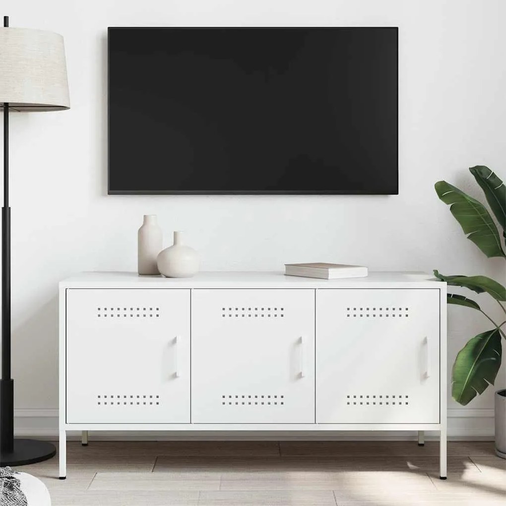 vidaXL Έπιπλο Τηλεόρασης Λευκό 100,5x39x50,5 εκ. από Ατσάλι