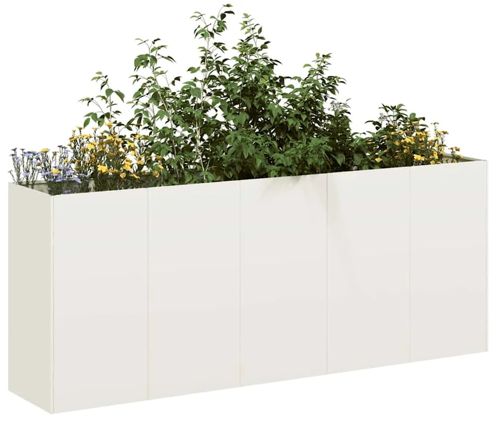 Ζαρντινιέρα Λευκή 200x40x80 εκ. από Χάλυβα Ψυχρής Έλασης