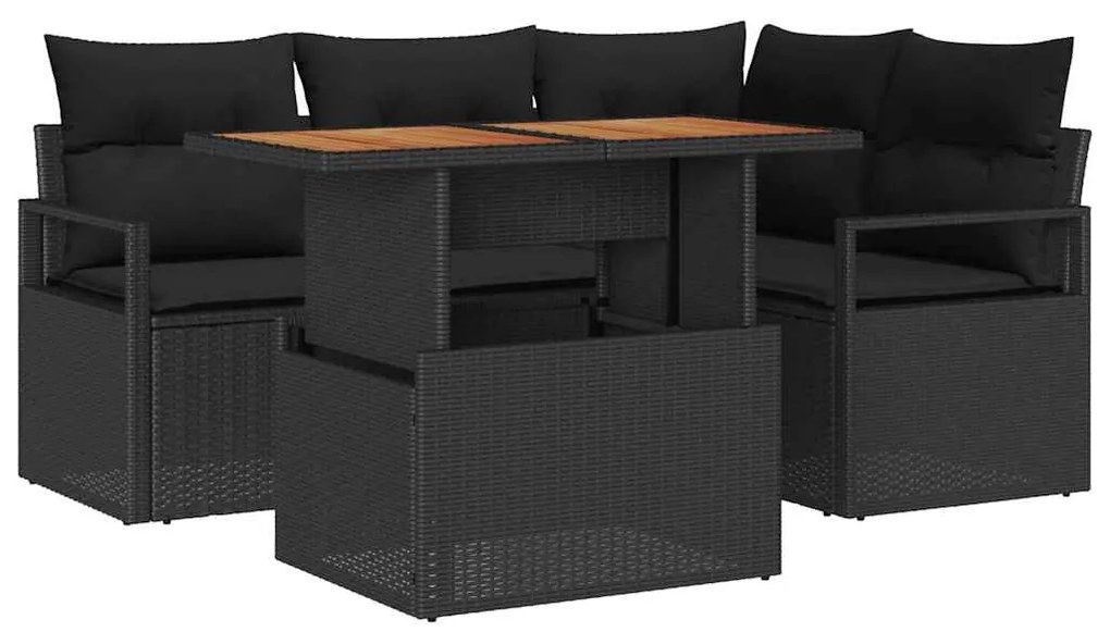 vidaXL Σέτ φαγητού για κήπο 5 pcs Μαύρο, Καφέ 100 x 55 x 73 εκ