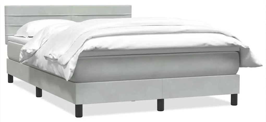 vidaXL Κρεβάτι Boxspring με Στρώμα Ανοιχτό Γκρι 160x220 εκ. Βελούδινο