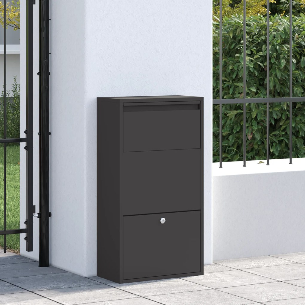 vidaXL Κουτί Πακέτων Μαύρο 44x22x82 εκ. Χάλυβας