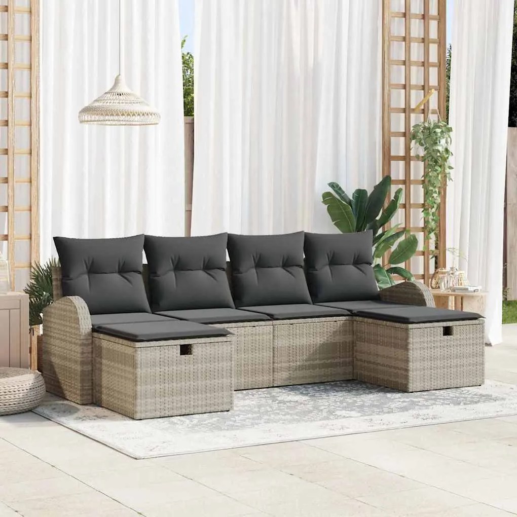 vidaXL Σετ Καναπέ Κήπου 6 pcs Ανοιχτό γκρι 234 x 117 x 85 εκ