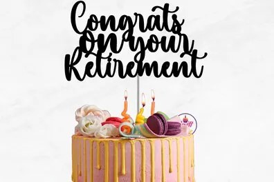 Σετ των 2 Intra απο ξύλο plywood 3mm-4mm πάχος - Συγχαρητήρια για τη συνταξιοδότησή σας Cake Topper Δίασταση 20x20 cm INTRAFABR-75198547