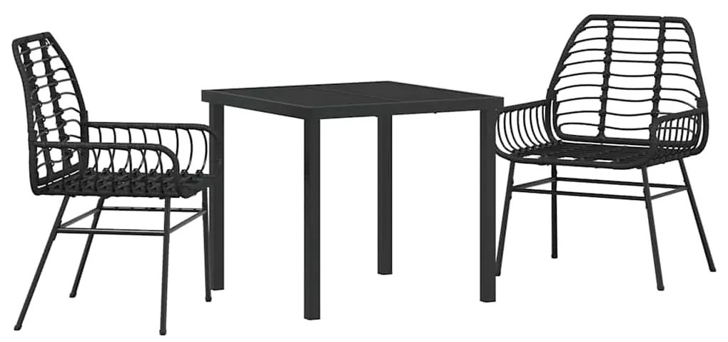 vidaXL Σέτ φαγητού για κήπο 3 pcs Μαύρο συνθετικό ρατάν