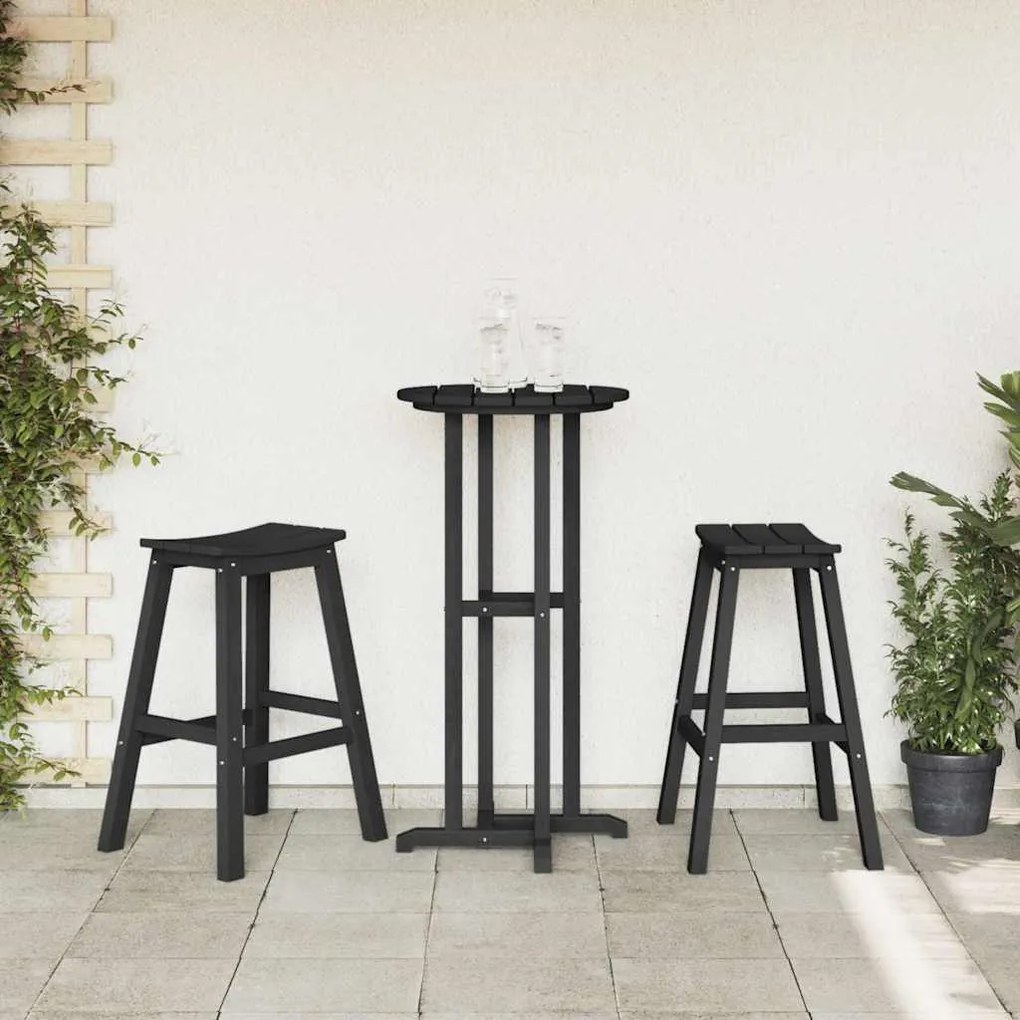 vidaXL Σετ Μπαρ Κήπου 3 pcs Μαύρο HDPE