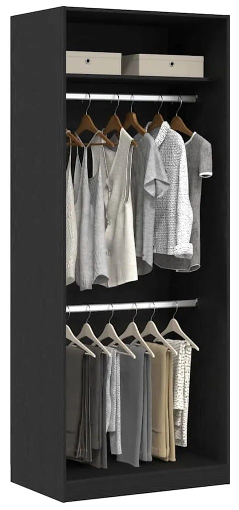 vidaXL Ντουλάπι Μαύρη Οξυά 80 x 50 x 200 εκ. Επεξεργασμένο ξύλο