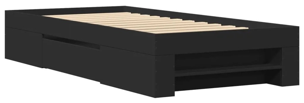 vidaXL Πλαίσιο Κρεβατιού Μαύρο 90 x 200 εκ. Επεξεργασμένο Ξύλο