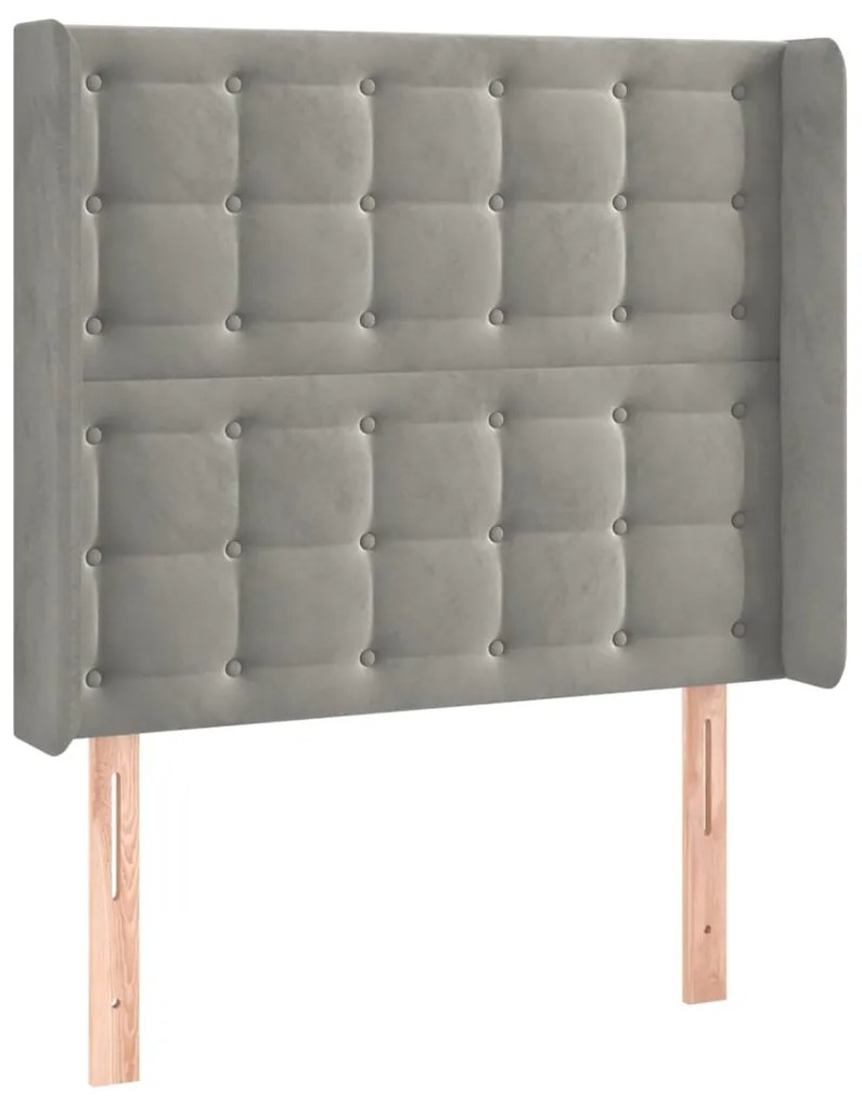 Κεφαλάρι Κρεβατιού LED Ανοιχτό Γκρι 103x16x118/128εκ. Βελούδινο 3124524