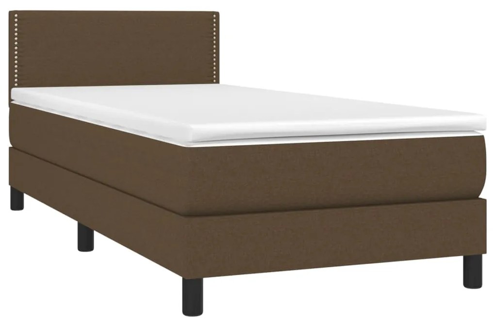 Κρεβάτι Boxspring με Στρώμα Σκούρο Καφέ 100x200 εκ. Υφασμάτινο - Καφέ