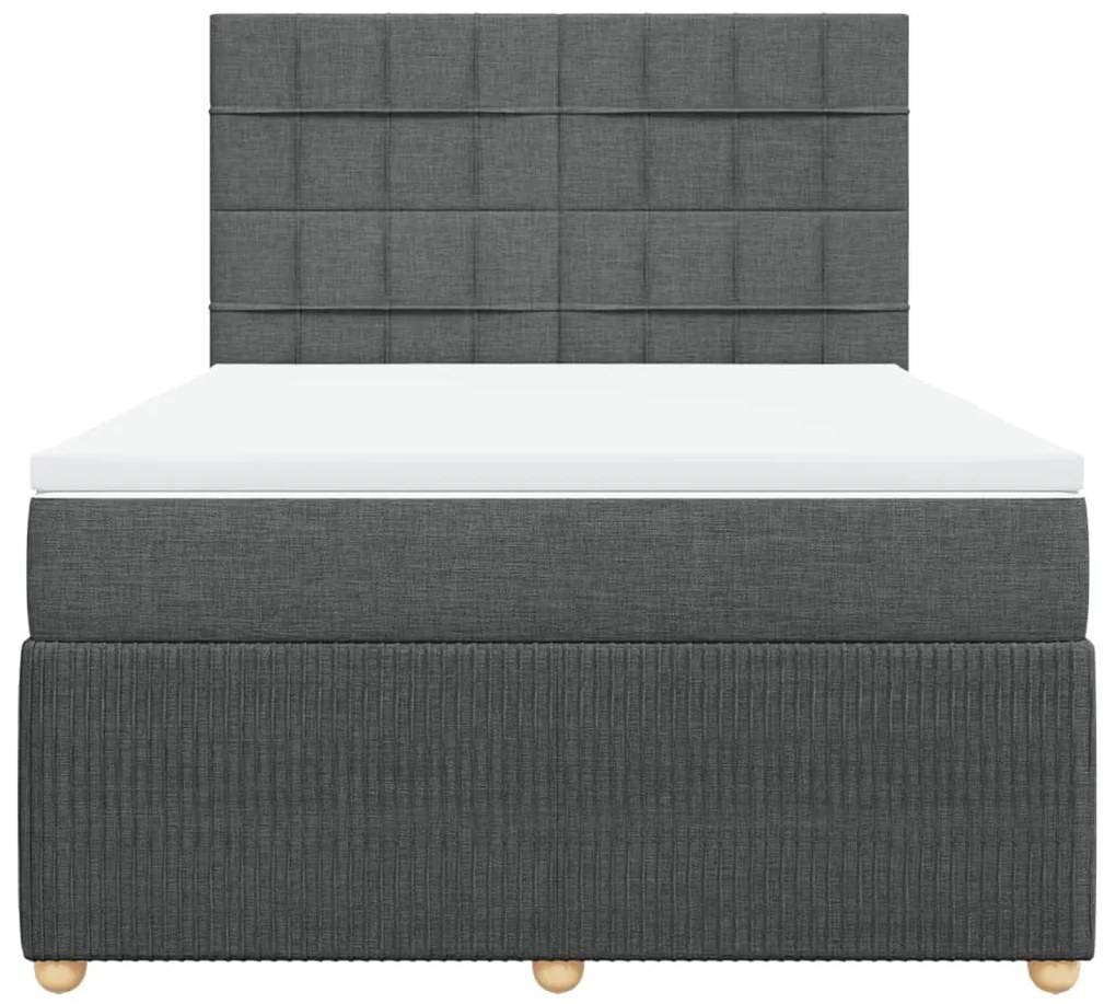 vidaXL Κρεβάτι Boxspring με Στρώμα Σκούρο Γκρι 160x200 εκ Υφασμάτινο