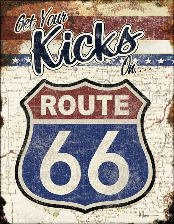 Μεταλλική πινακίδα Route 66 - Get Your Kicks On