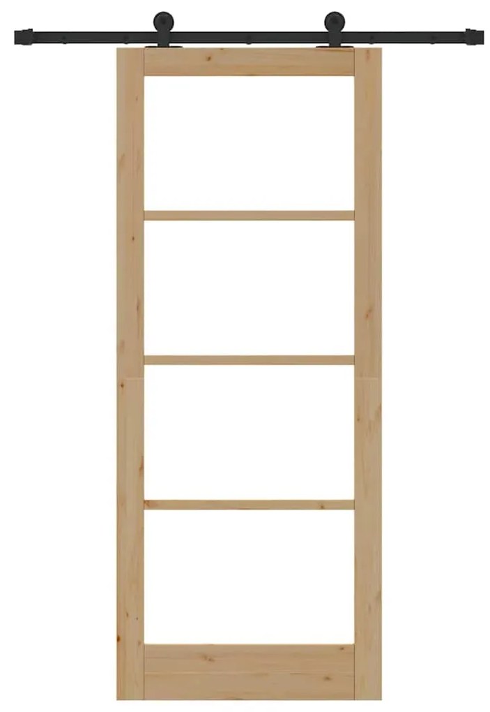 vidaXL Συρόμενη Πόρτα Χειροκίνητος Καφέ 86 x 211 cm Ξύλο και μέταλλο