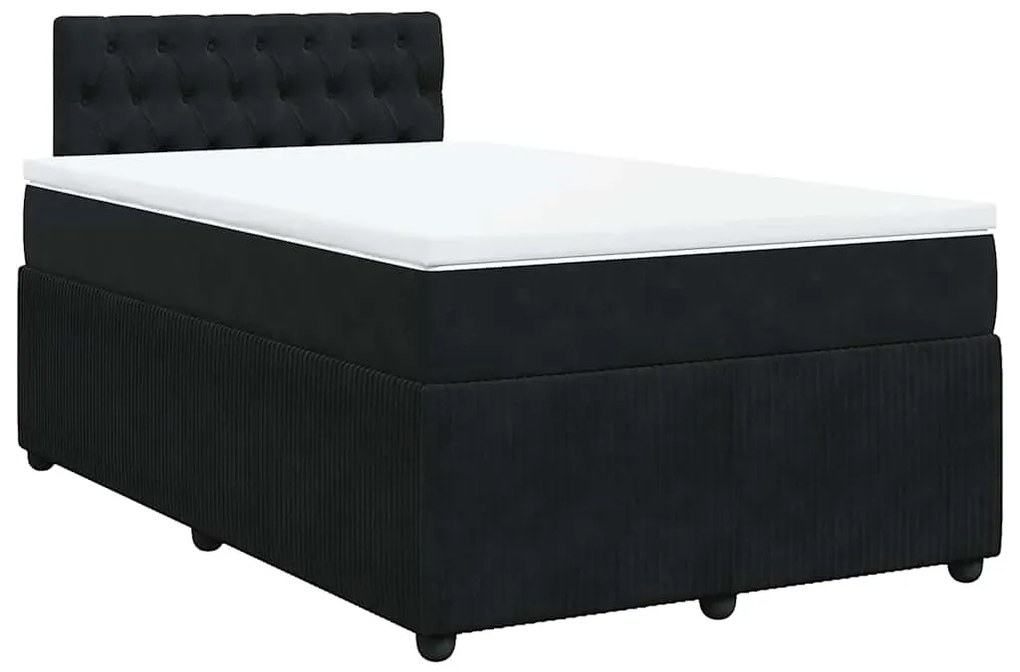 vidaXL Κρεβάτι Boxspring με Στρώμα Μαύρο 120x190 εκ. Βελούδινο