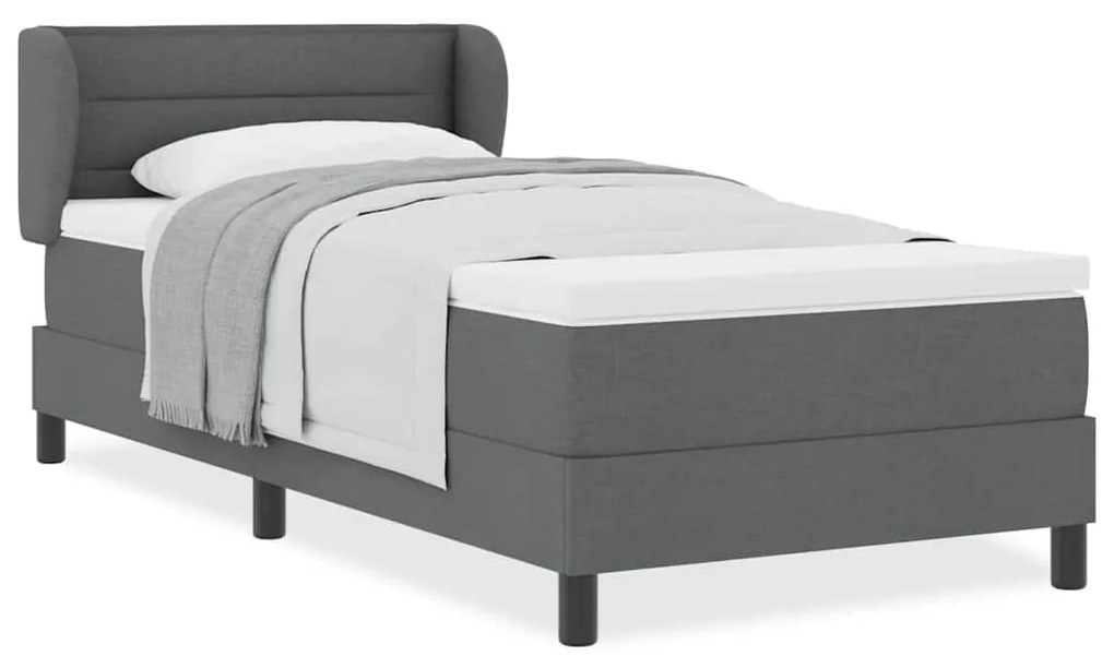 vidaXL Κρεβάτι box spring με στρώμα Σκούρο γκρι 90 x 200 cm ύφασμα