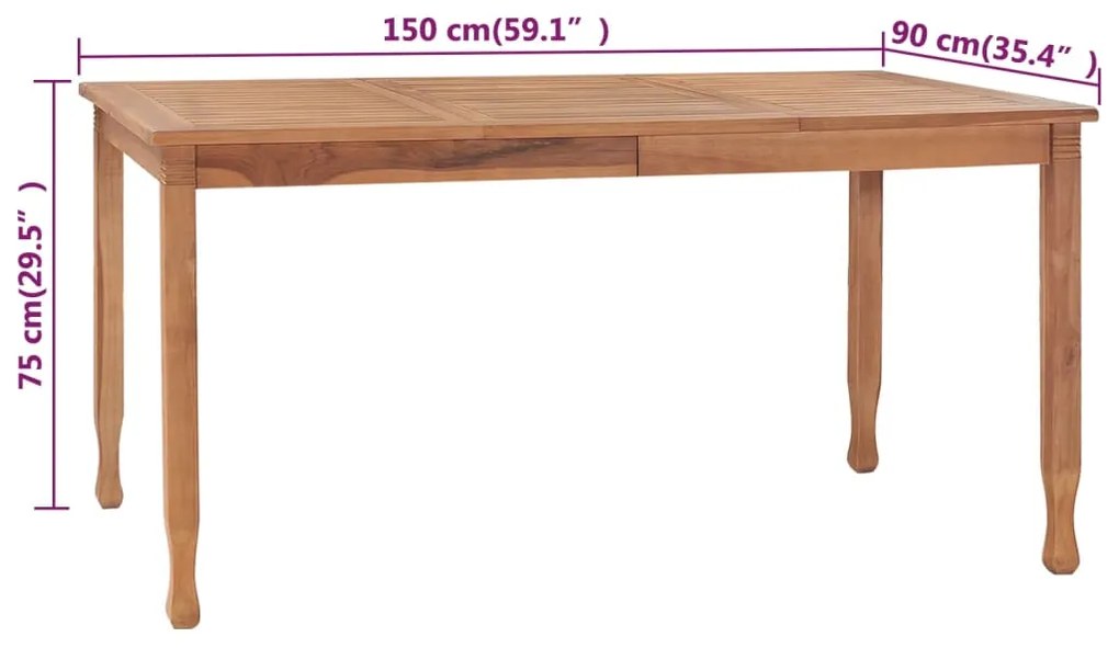 ΤΡΑΠΕΖΑΡΙΑ ΚΗΠΟΥ 150 X 90 X 75 ΕΚ. ΑΠΟ ΜΑΣΙΦ ΞΥΛΟ TEAK 315465