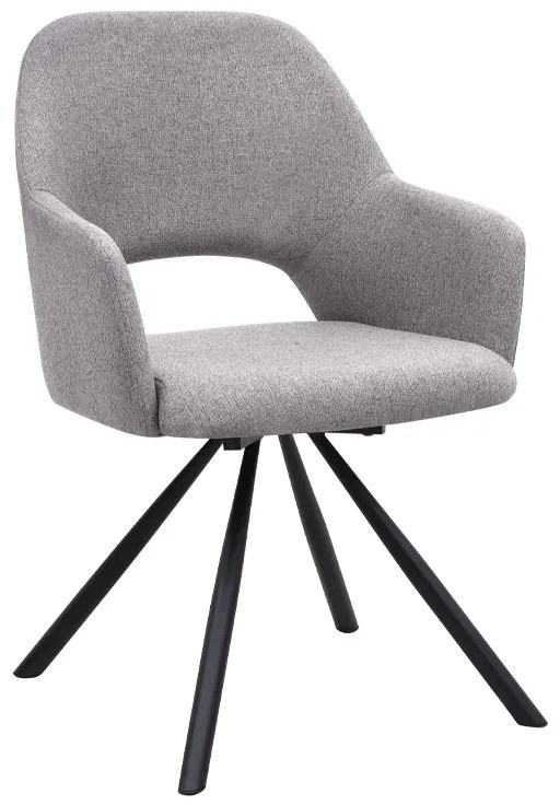 Πολυθρόνα τραπεζαρίας Gabriel Megapap μπεζ ύφασμα - μεταλλικό μαύρο πόδι 58x60x85εκ.