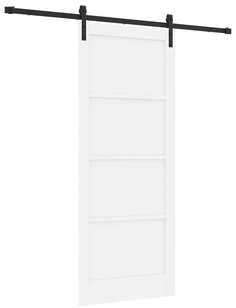 vidaXL Συρόμενη Πόρτα με Σετ Υλικών Λευκή 86x211 cm Συμπαγές Ξύλο Πεύκου