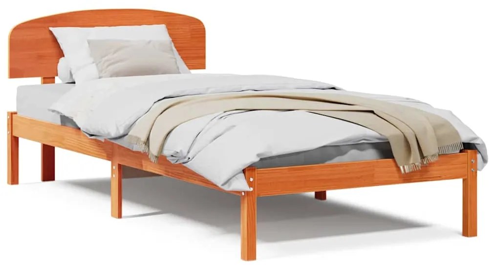 vidaXL Σκελετός Κρεβατιού Καφέ 90 x 190 cm Μασίφ ξύλο πεύκου
