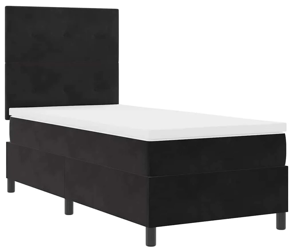 vidaXL Κρεβάτι με ελατήρια με στρώμα Μαύρο 80 x 200 cm Βελούδο