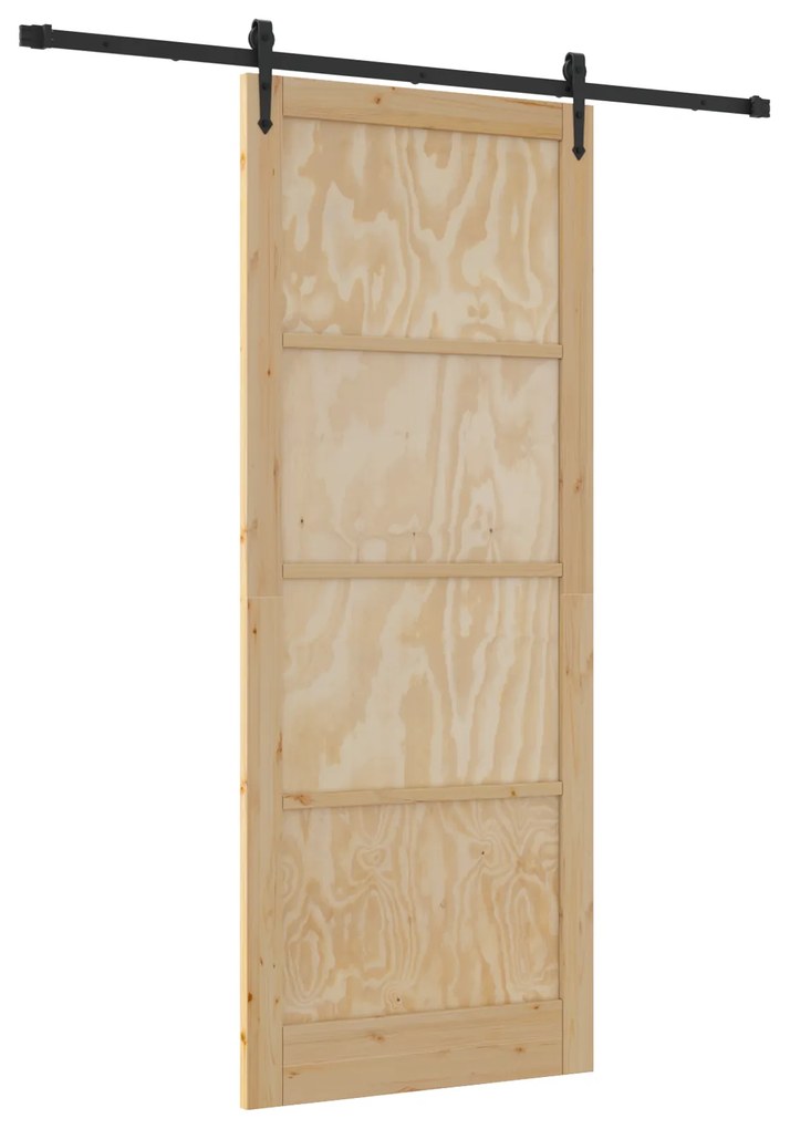 vidaXL Συρόμενη Πόρτα με Σετ Εξαρτημάτων 93x232 cm Μασίφ Ξύλο Πεύκου