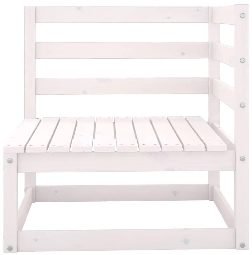 vidaXL Καναπές Κήπου Τριθέσιος Λευκός από Μασίφ Ξύλο Πεύκου